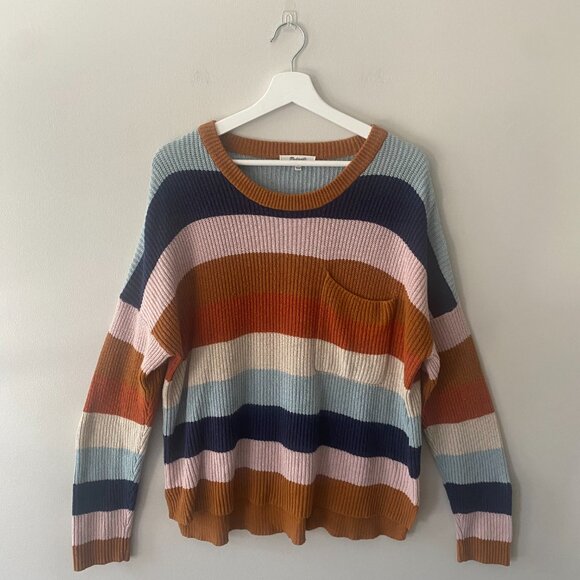 Madewell Crewneck Stripped Sweater Size Large - Picture 2 of 7